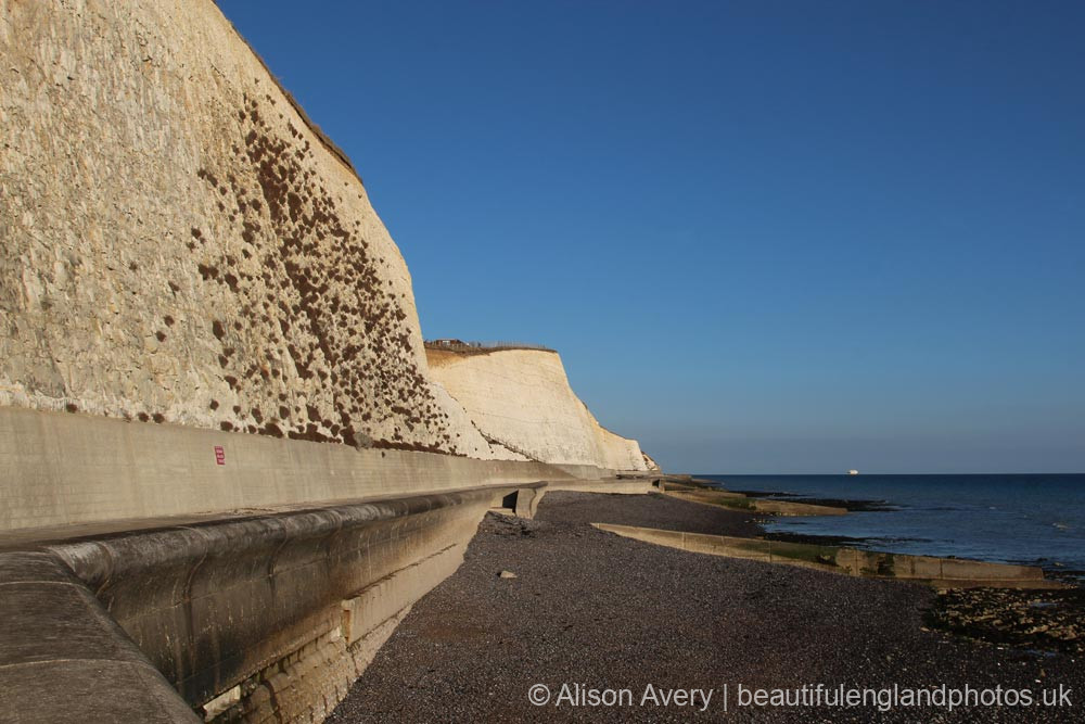 Sea wall, from beach, Peacehaven - Beautiful England Photos